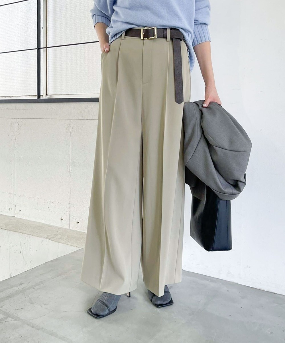 《セットアップ対応》ウォッシャブル強撚ツイルワイドパンツ
