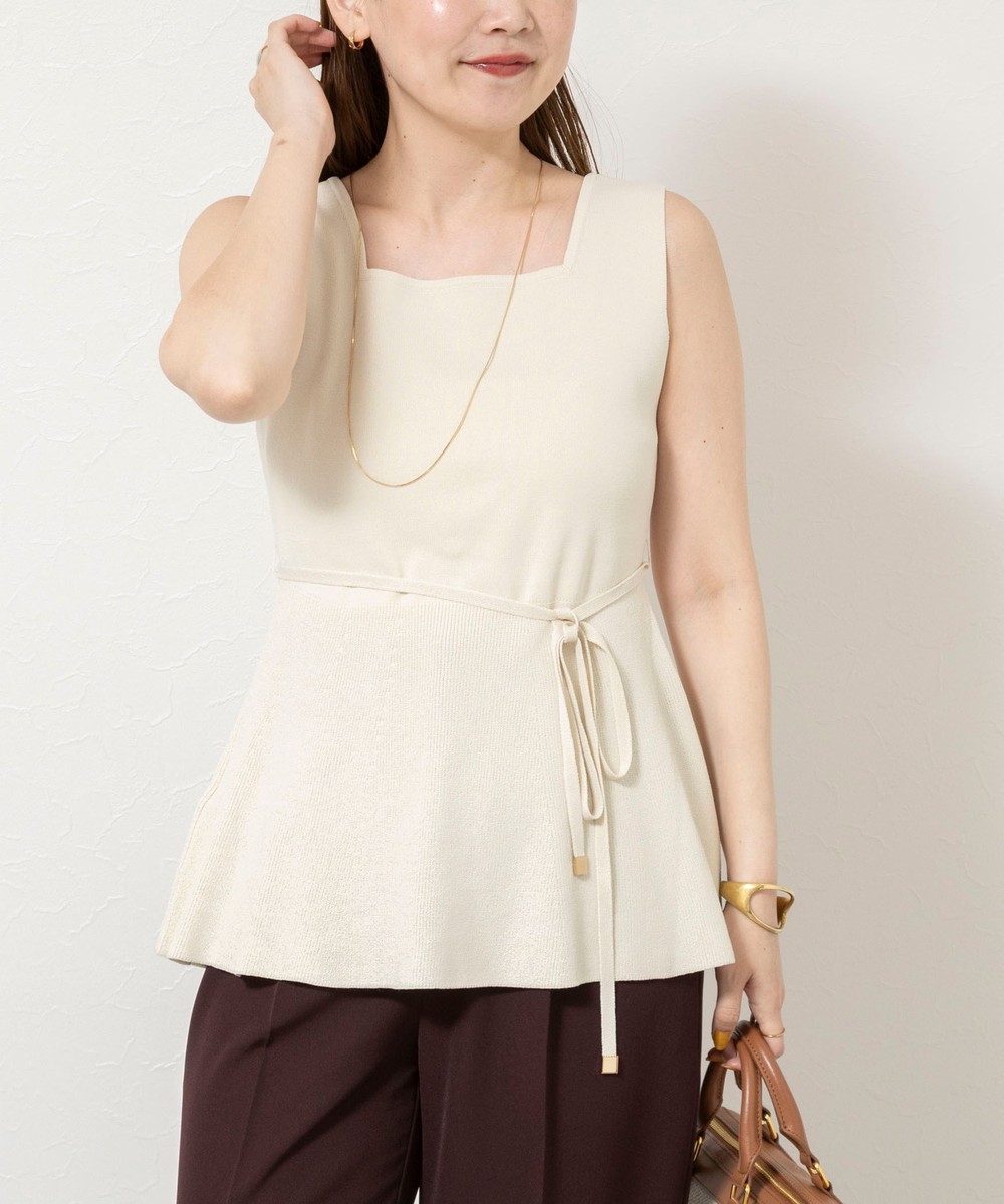 《手洗い可能》【TORRAZZO DONNA/トラッゾドンナ】2way Square Neck Knit ブラウス