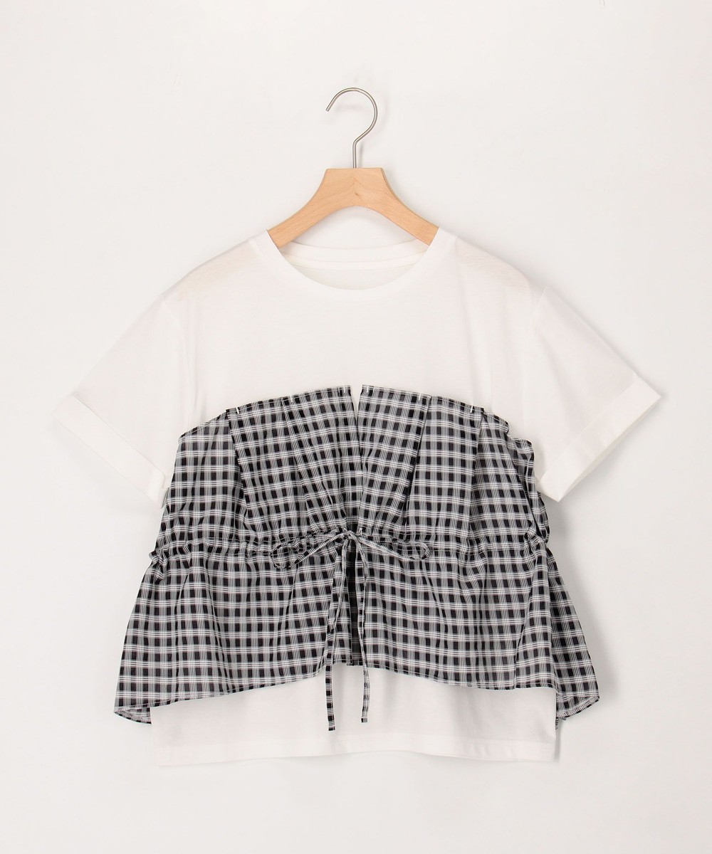 シアーチェックビスチェ付きTシャツ