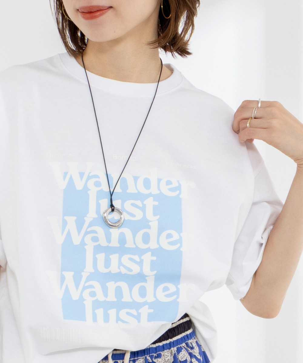 Wander lustウォッシャブルワイドシルエットプリントTシャツ