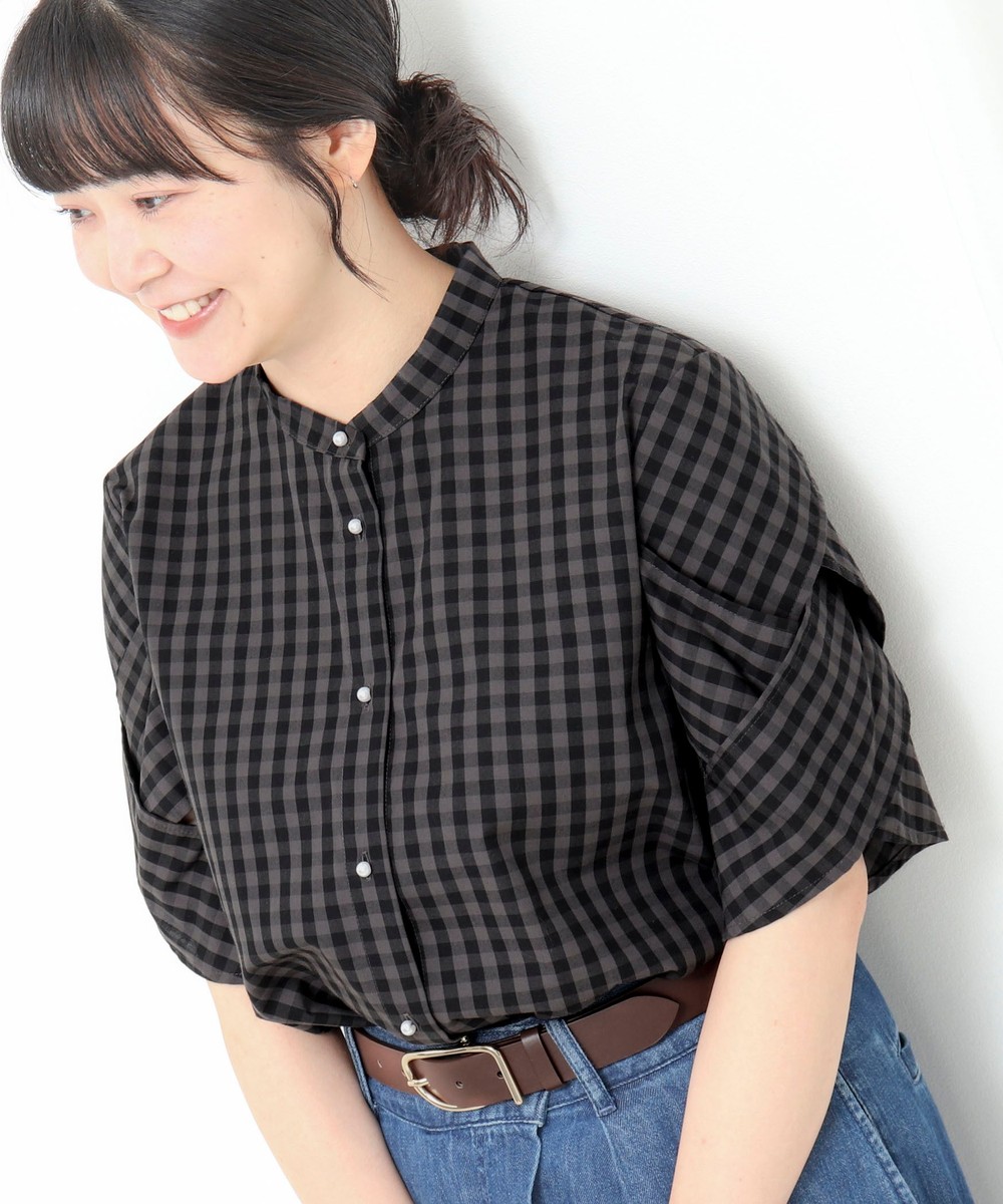 TC編み込みスリーブシャツ