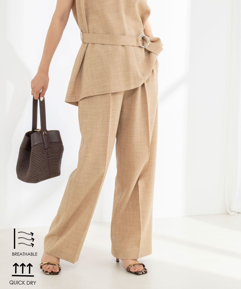《セットアップ対応》【BECシリーズ】ウォッシャブルリネンライク2タックパンツ