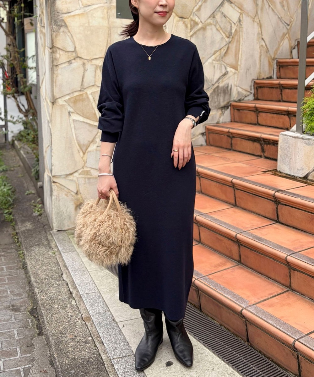 《手洗い可能》ミニパールミラノリブワンピース