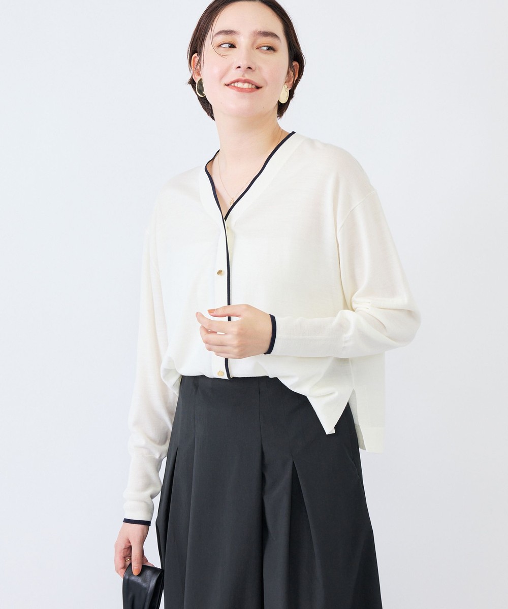《手洗い可能》18GマレーゆったりVネックカーディガン