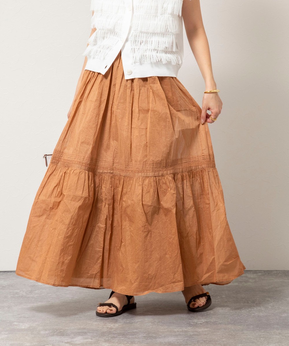 【MARILYN MOON】sheer starched cotton lace tieredスカート