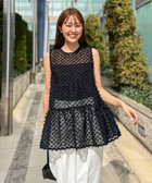 ぽろん★新品★sm2★脇リボンレースベスト：ノースリーブラウスでも SMLサイズ]レースフリルフロントジップウエストリボンタイトミニ