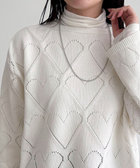 LINEN混ハート透かし柄ニット