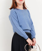 カシミヤ100 配色クルーネックプルオーバーニット（5-0803-6-02-003