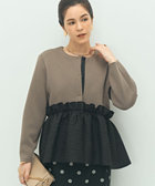 《セットアップ対応》ウォッシャブルエアボールジャガードペプラムブルゾン