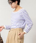 ウォッシャブルブークレーボーダーバックUネックプルオーバー