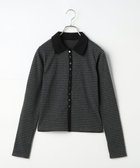 ボーダーリブ衿付きカーディガン