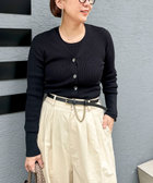 《アンサンブル対応》《手洗い可能》カシミヤ混リブVネックカーディガン