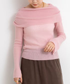 カシミヤ混ガーゼ風リブオフショルプルオーバーニット