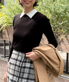 バイカラーリブ衿付きプルオーバーニット