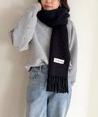 ウール混ブークレ無地マフラー 30