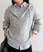 フード付きニットプルオーバー