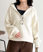 フード付きニットプルオーバー