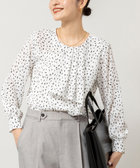 ウォッシャブルファンクショナルジョーゼットプリントタックフレアーブラウス