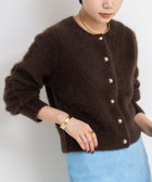 ヘアリーメタル釦クルーネックカーディガン