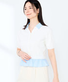 《手洗い可能/セットアップ対応》布帛襟取り外し可裾布帛半袖カーディガン