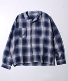 【残暑にも快適なさらっとシャツ】ワッフルチェック ロングスリーブシャツ オンブレチェック