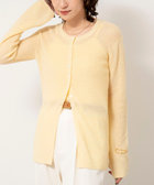 《手洗い可能》モヘヤ混片畦ミディ丈Cネックカーディガン