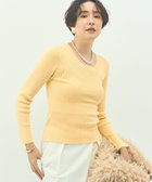 《アンサンブル対応》《手洗い可能》カシミヤ混リブUネックプルオーバー