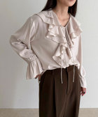 ボリュームフリル前開きブラウス