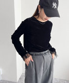 フロッキー袖チュールプルオーバー