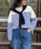 WEB限定 TIME SALE！］パネルボーダー刺繍プルオーバー（5-0021