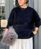 カシミヤ混ヘアリークルーネックプルオーバー