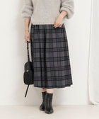 リバーシブルタフタスカート（チェック×ムジ）
