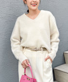 《手洗い可能》ヘアリーストレッチVネックプルオーバーニット