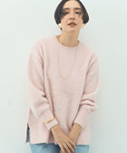 カシミヤ混ヘアリークルーネックプルオーバー