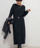 ウォッシャブルカールカール求心柄ニットワンピース