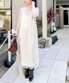 ウォッシャブルトリミングレースサテンキャミワンピース