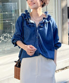 【RM denim】フリルギャザーデニムブラウス