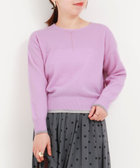 カシミヤ100 配色クルーネックプルオーバーニット（5-0803-6-02-003