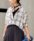 ウォッシャブルリボン付きチェックシャツ