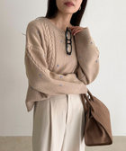 ハート刺繍柄編みニットプルオーバー