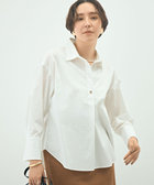 ウォッシャブルブロードメタル釦スキッパーシャツ