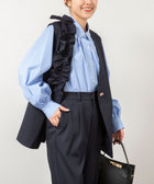 ウォッシャブル袖リボン付きボリュームシャツ