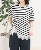 ボーダーアシメツイストプルオーバーTシャツ