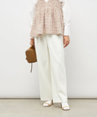 ウォッシャブル両面起毛ヘリンボーン/ストライプセミワイドパンツ