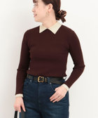 バイカラーリブ衿付きプルオーバーニット