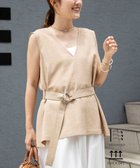 ［WEB限定 SPECIAL SALE！］《セットアップ対応》【BECシリーズ】ウォッシャブルリネンライクベルテッドノースリーブブラウス