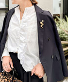 パール釦ビブヨーク4WAYフリルブラウス