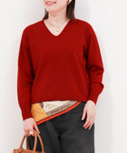 スーパーストレッチVネックプルオーバーニット　ムジ