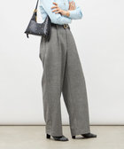 ウォッシャブル両面起毛ヘリンボーン/ストライプセミワイドパンツ