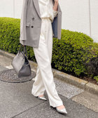 《セットアップ対応》ウォッシャブルダブルクロスサテンイージーワイドパンツ